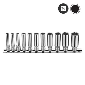 Вложки 1/4" удължени дванадесетостенни (5-14mm) комплект 10 бр./ 21115-9 FORCE