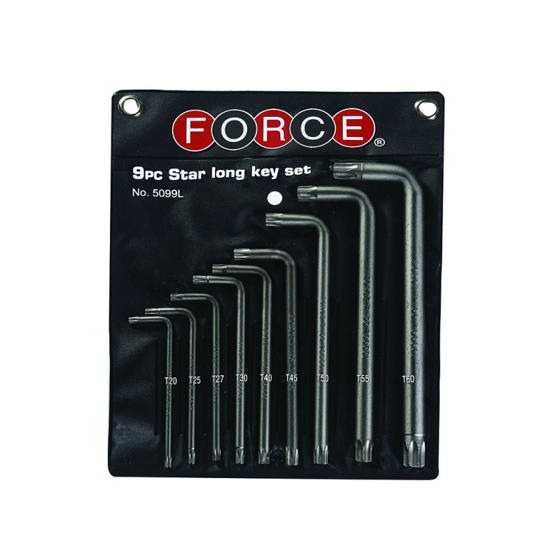Шестограми Г-образни "TORX" удължени комплект (Т20H - Т60H) 9бр./ 5099LT FORCE