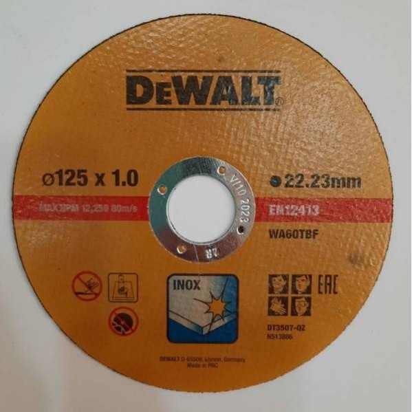 Диск за метал и инокс 125x1мм 10бр DT3507 DEWALT