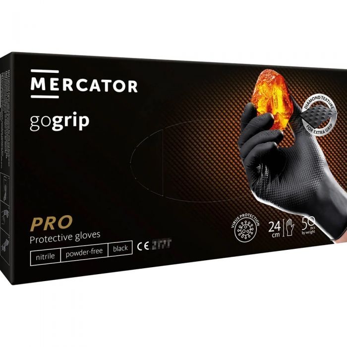 Нитрилни ръкавици MERCATOR GOGRIP за механици XL 50бр черни