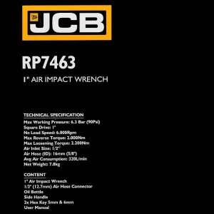 Гайковерт 1'' пневматичен 2000Nm RP7463 JCB