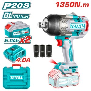 Акумулаторен ударен безчетков гайковерт 3/4" 20V 1350Nm 2бат x5Ah TOTAL INDUSTRIAL