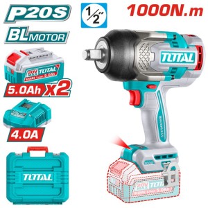 Акумулаторен ударен безчетков гайковерт 1/2" 20V 1000Nm 2x5.0Ah TOTAL INDUSTRIAL