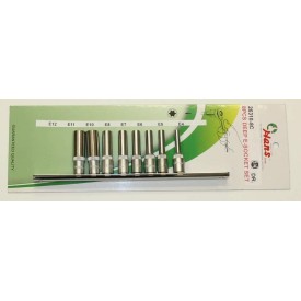 Вложки к-т 8ч. 1/4'' женски еврейска зведа удължени Е4-Е12 Dura Chr-V Hans Tools