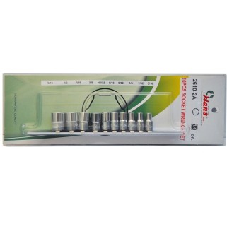 Вложки к-т 10ч. 1/4'' 12-стен къси 3/16-9/16 инчови Dura Chr-V Hans Tools