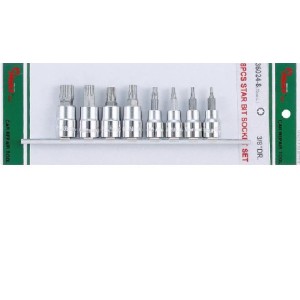 Вложки звезди к-т 8ч. 3/8'' T10-T45 L-50мм Dura Chr-V Hans Tools