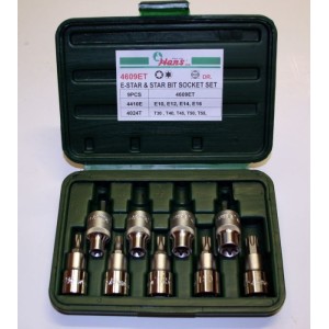 Вложки к-т 9ч. 1/2'' еврейска звезда мъжко/женско Dura Chr-V Hans Tools