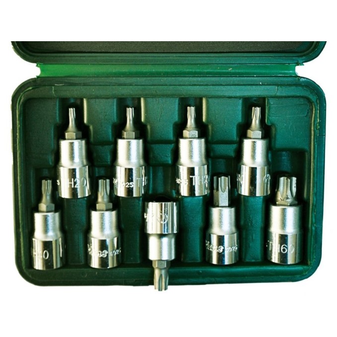 Вложки к-т 9ч. 1/2'' еврейска звезда с отвор TH20-TH60 Dura Chr-V Hans Tools