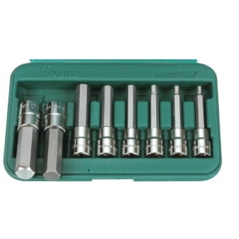 Вложки к-т 8ч. 1/2'' шестограми L-100мм 6-19мм Dura Chr-V Hans Tools