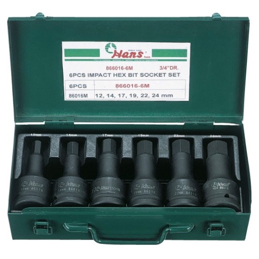 Вложки шестограми 3/4'' 6ч 12-24мм ударни Dura Chr-Mo Hans Tools
