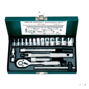 Гедоре 1/4'' к-т 19ч 4-14мм метална кутия 6-стен Dura Chr-V Hans Tools