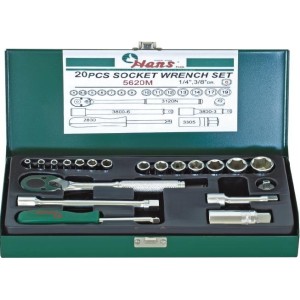 Гедоре 1/4''-3/8'' к-т 20ч 4-19мм 12-стен Dura Chr-V Hans Tools