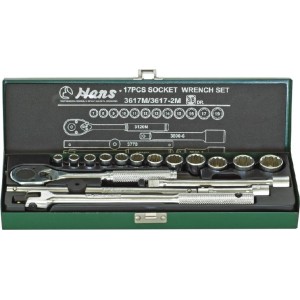 Гедоре 3/8'' к-т 17ч 7-19мм 12-стен Dura Chr-V Hans Tools