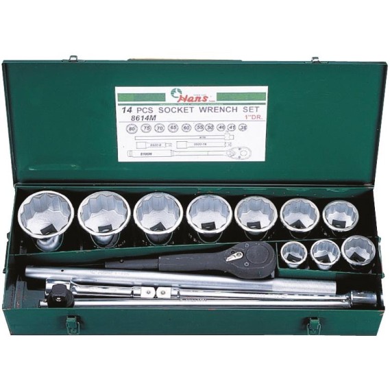 Гедоре 1'' к-т 14ч 12-стен 36мм-80мм Dura Chr-V Hans Tools
