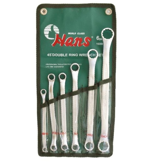 Ключове лули 45˚  8x10-22x24мм к-т 6ч. Dura Chr-V Hans Tools