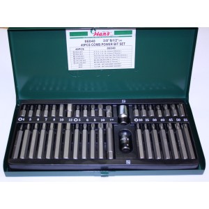 Шестограм, звезда и 12-грам 3/8-1/2 к-т 40ч. 10мм Dura Chr-V Hans Tools