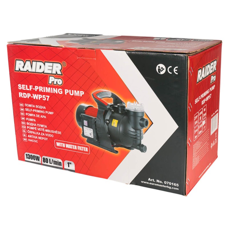 Помпа водна 1300W 1" 80L/min 48m с воден филтър RDP-WP57  