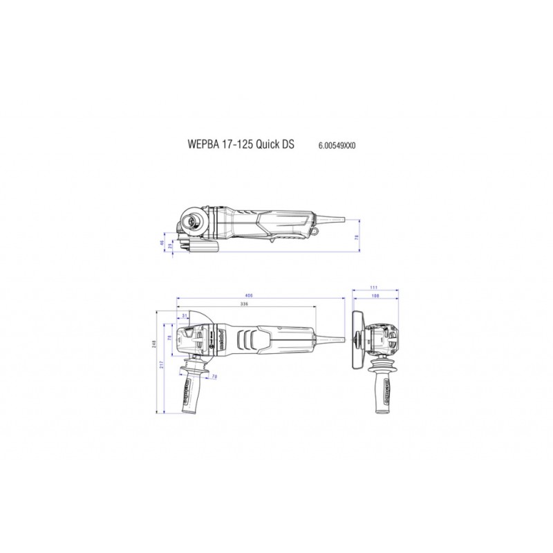 Ъглошлайф 125mm 1900W METABO WEPBA 19-125 Quick DS
