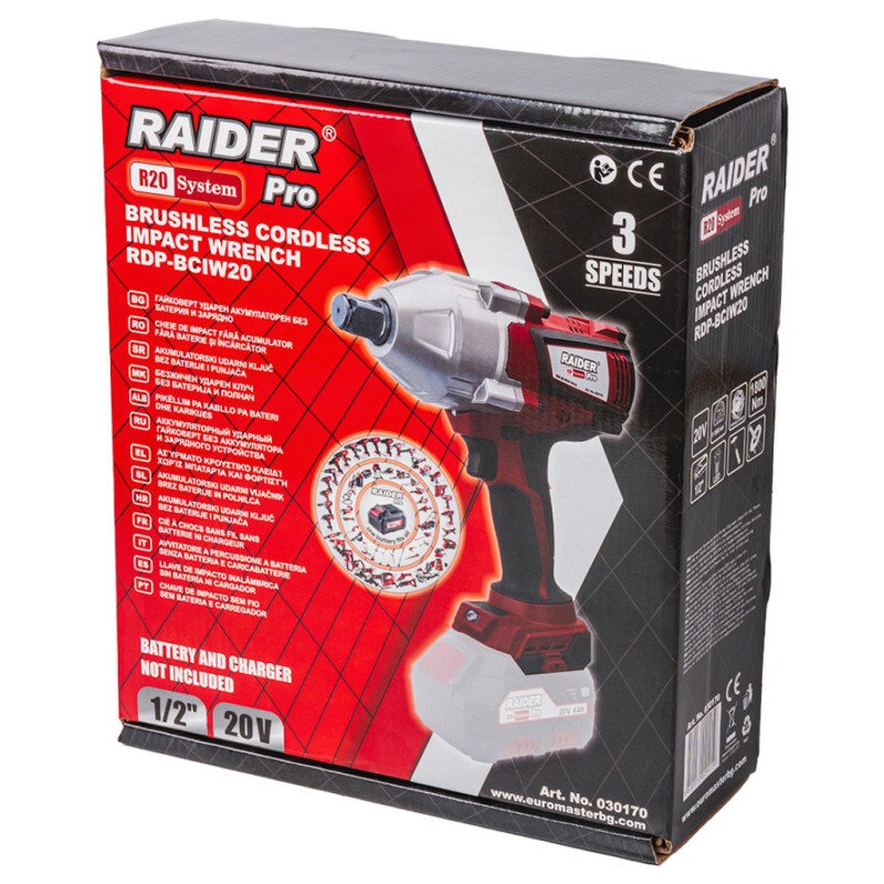 R20 Гайковерт ударен безч. 1/2"1800Nm3ск.LED Solo RDP-BCIW20
