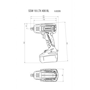 Гайковерт акум. 18V 400 Nm METABO SSW 18 LTX 400 BL 2X5.2AH