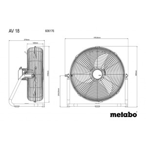 Вентилатор акум. 18V METABO AV 18 SOLO