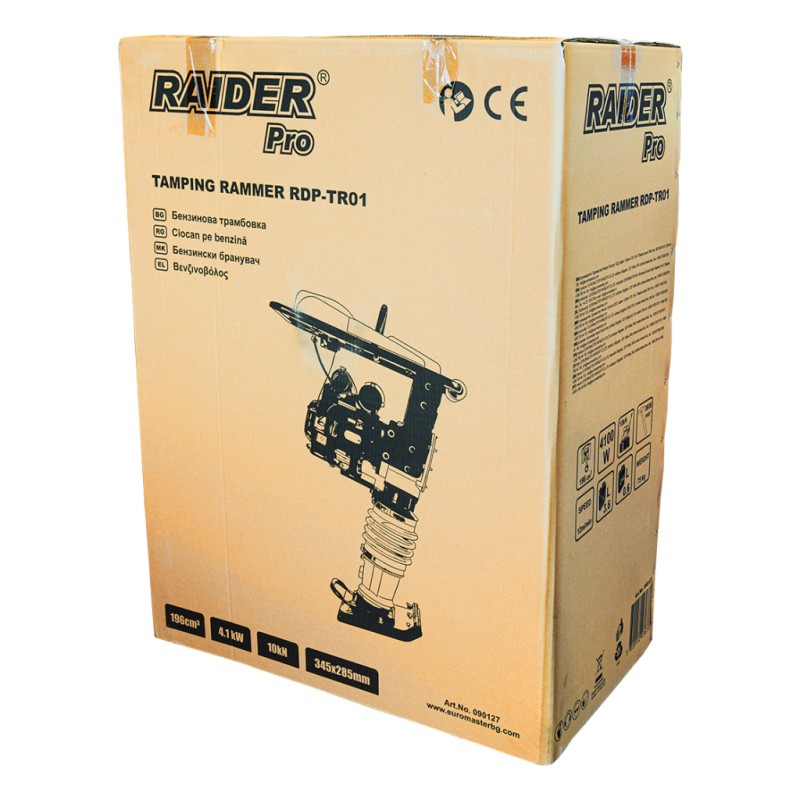 Бензинова трамбовка 10kN 345x285mm 196cc 4,1kW5,5hp RDP-TR01