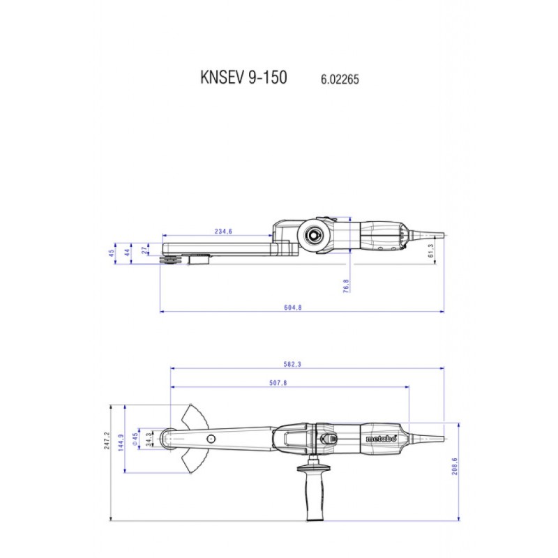 Ъглошлайф удължен 150 mm 950W METABO KNSE 9-150 SET