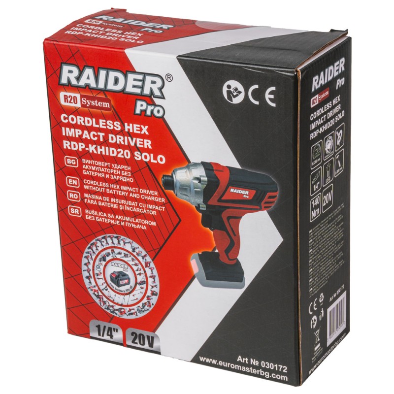 R20 Винтоверт ударен Hex 1/4" 140Nm Solo RDP-KHID20